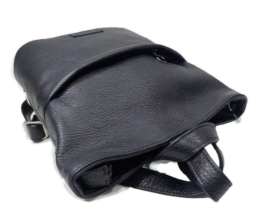 Miniatura: Cierre y detalles en cuero de la mochila New Orlay negra.