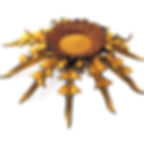 Eguzkilore de cuero amarillo artesanal para colgar en pared
