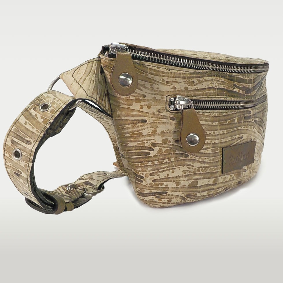 Riñonera Artesanal en Cuero Camuflaje artesanía vasca