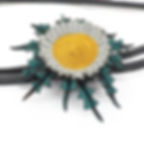 Detalle Eguzkilore turquesa amarillo con acabado azul