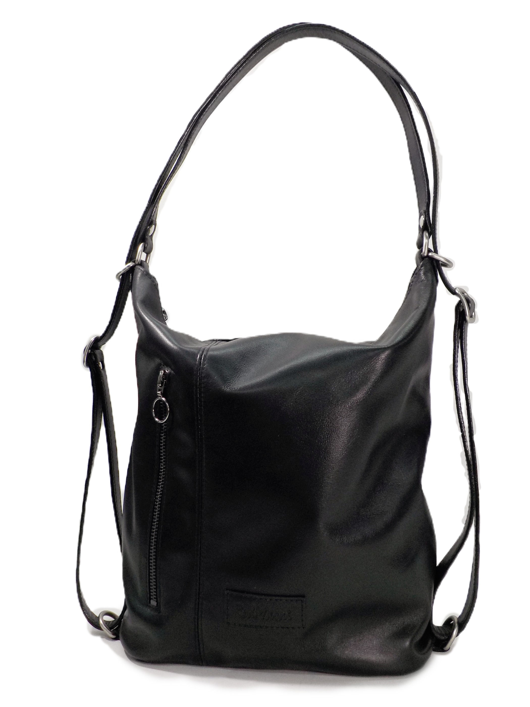 Vista frontal de la Mochila de cuero Karine  Negro Boxcalf