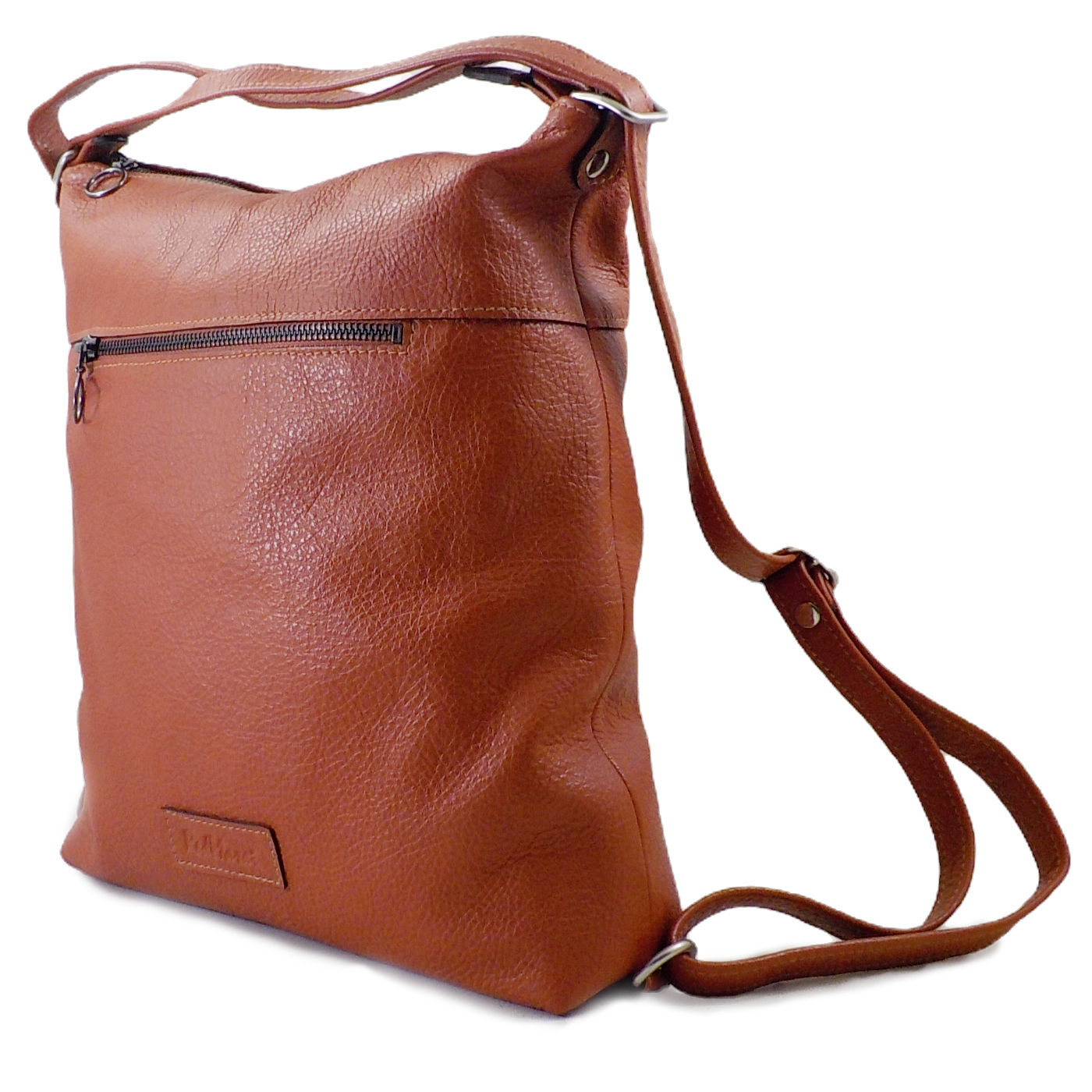 Mochila de cuero color caramelo convertible en bolso bandolera – Angie RedMasai