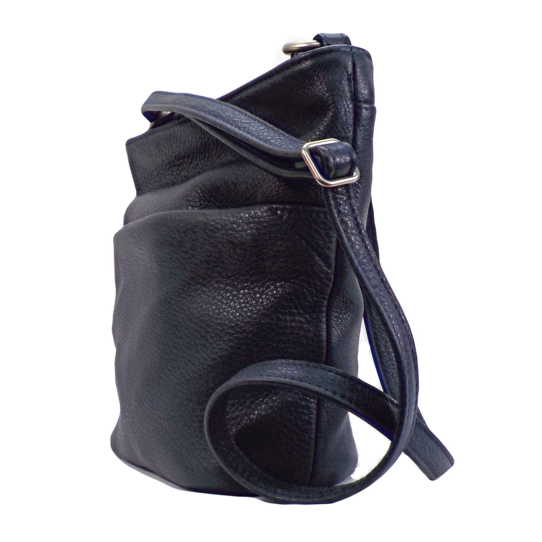 Vista lateral Bolso Bandolera de Cuero Petit Orlay Marino