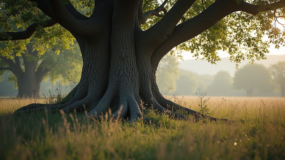 Vue rapprochée d’un arbre ancien avec des racines profondes