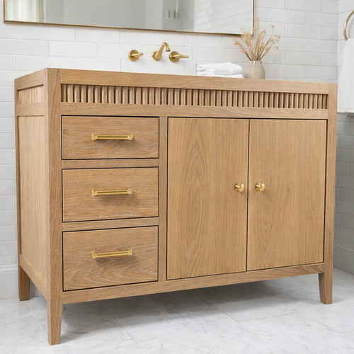 Modern Reeded White Oak Vanity Base | Smith Custom Woodworks