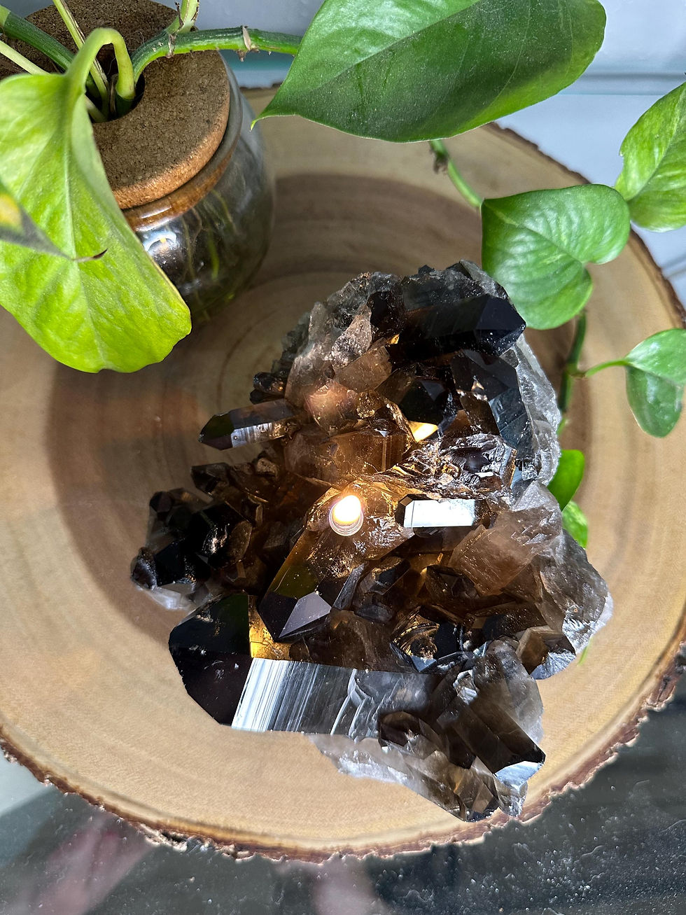 Thumbnail: Smoky Quartz Oil Lamp: Brazilian Crystal, Unique Home Decor