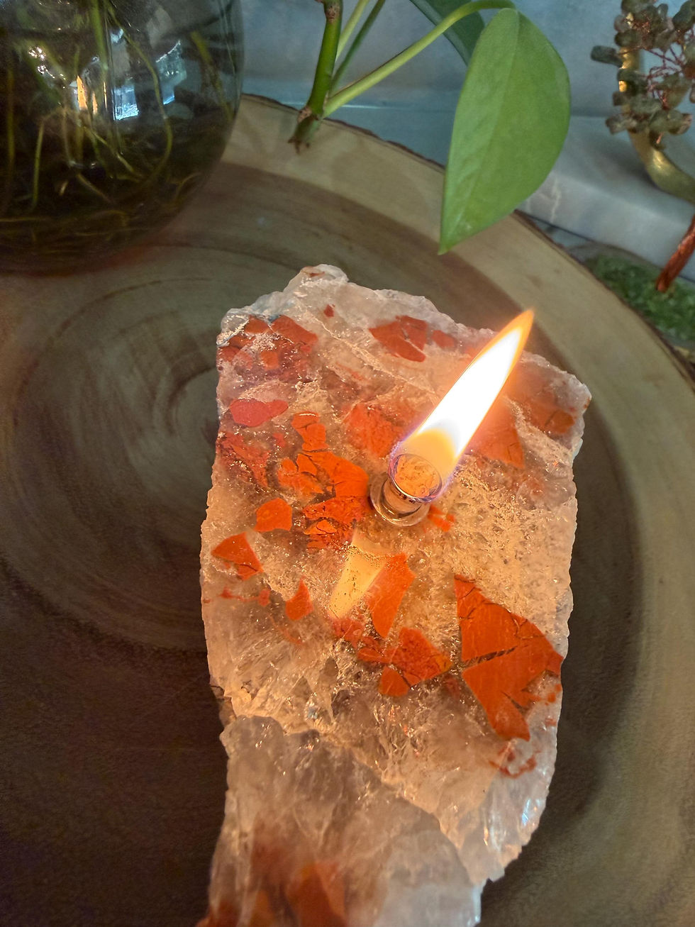Thumbnail: Natural Calcite Tealight Oil Lamp