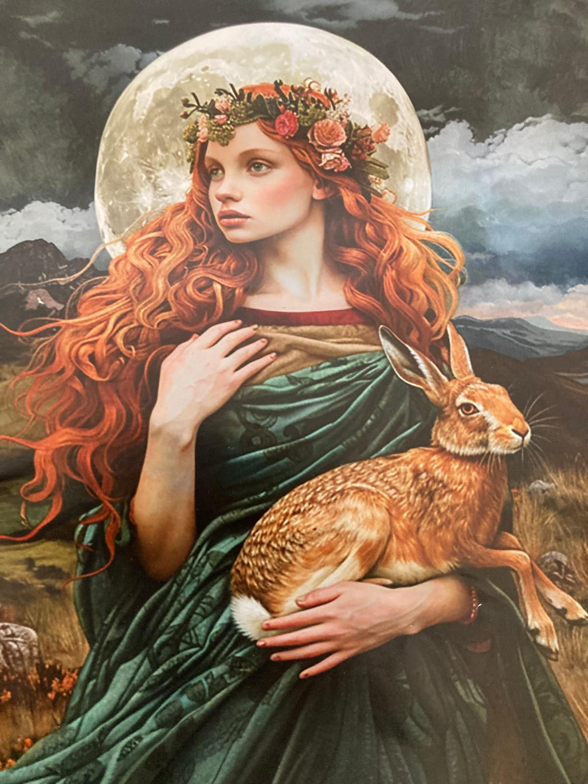 St Melangell and the Hare - A3 framed