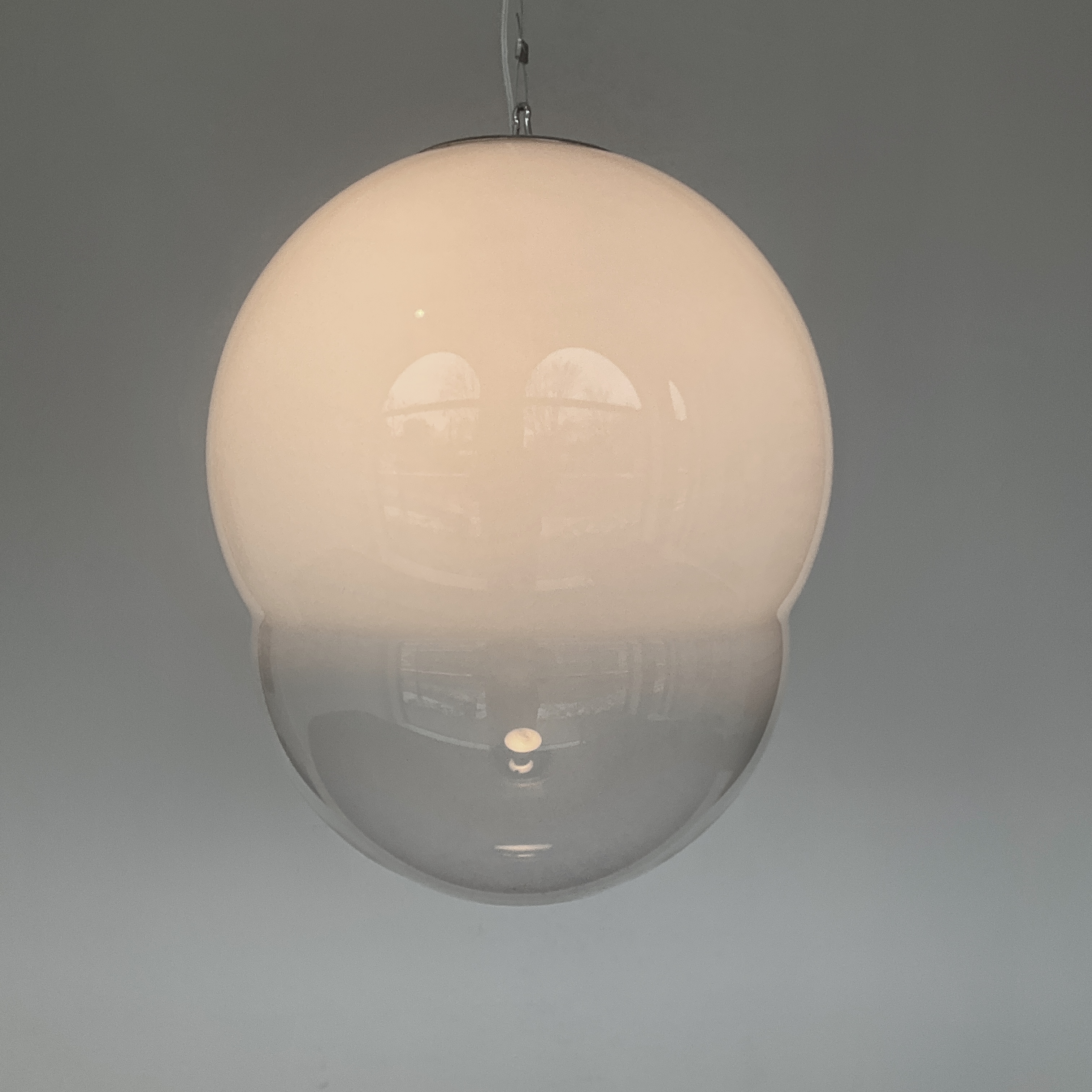 Grande Suspension en verre Murano '70s Verre soufflé opalescent à transparent