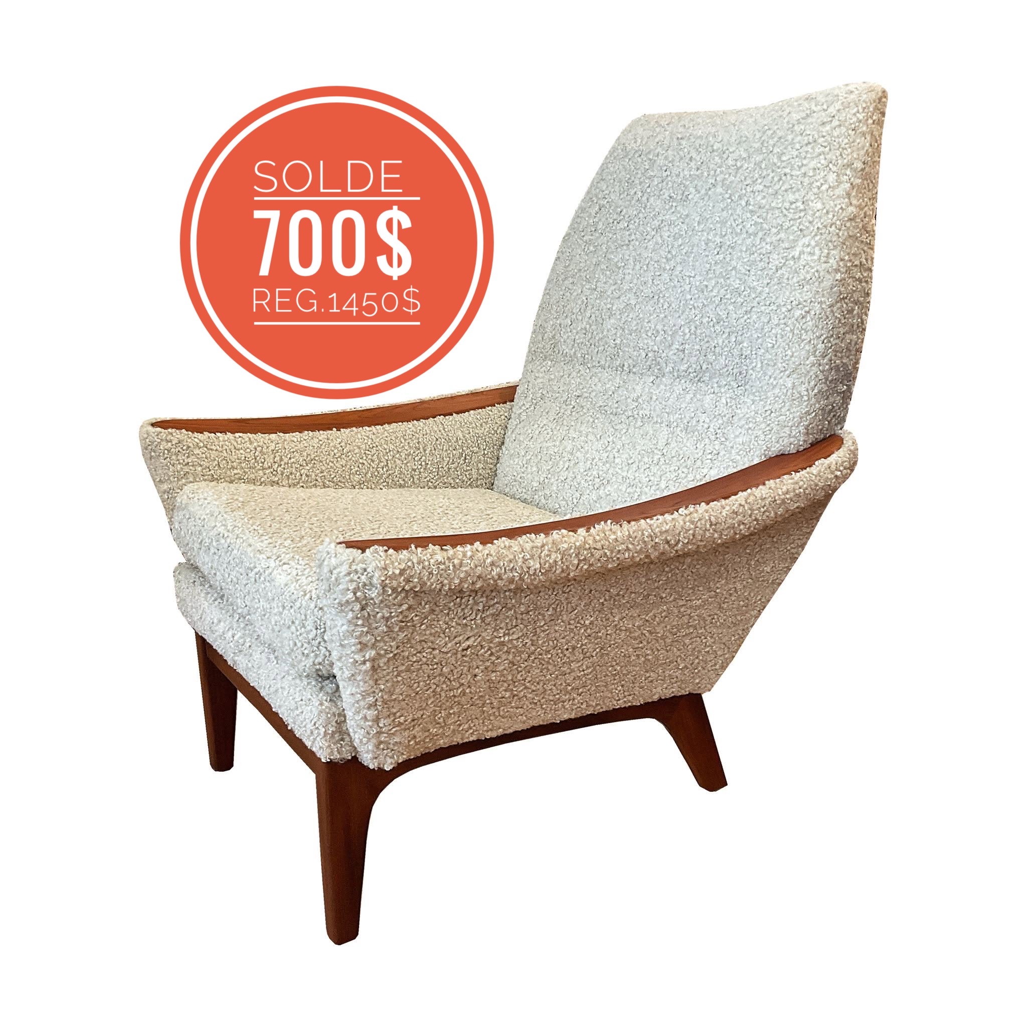 Fauteuil, pattes et bras en teck '60s Huber & co Canada