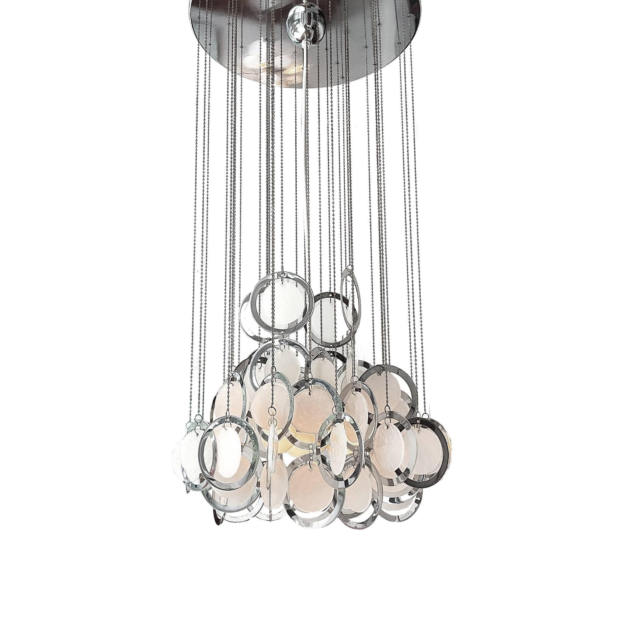 Suspension en chrome et verre ‘70s Vistossi, Italy