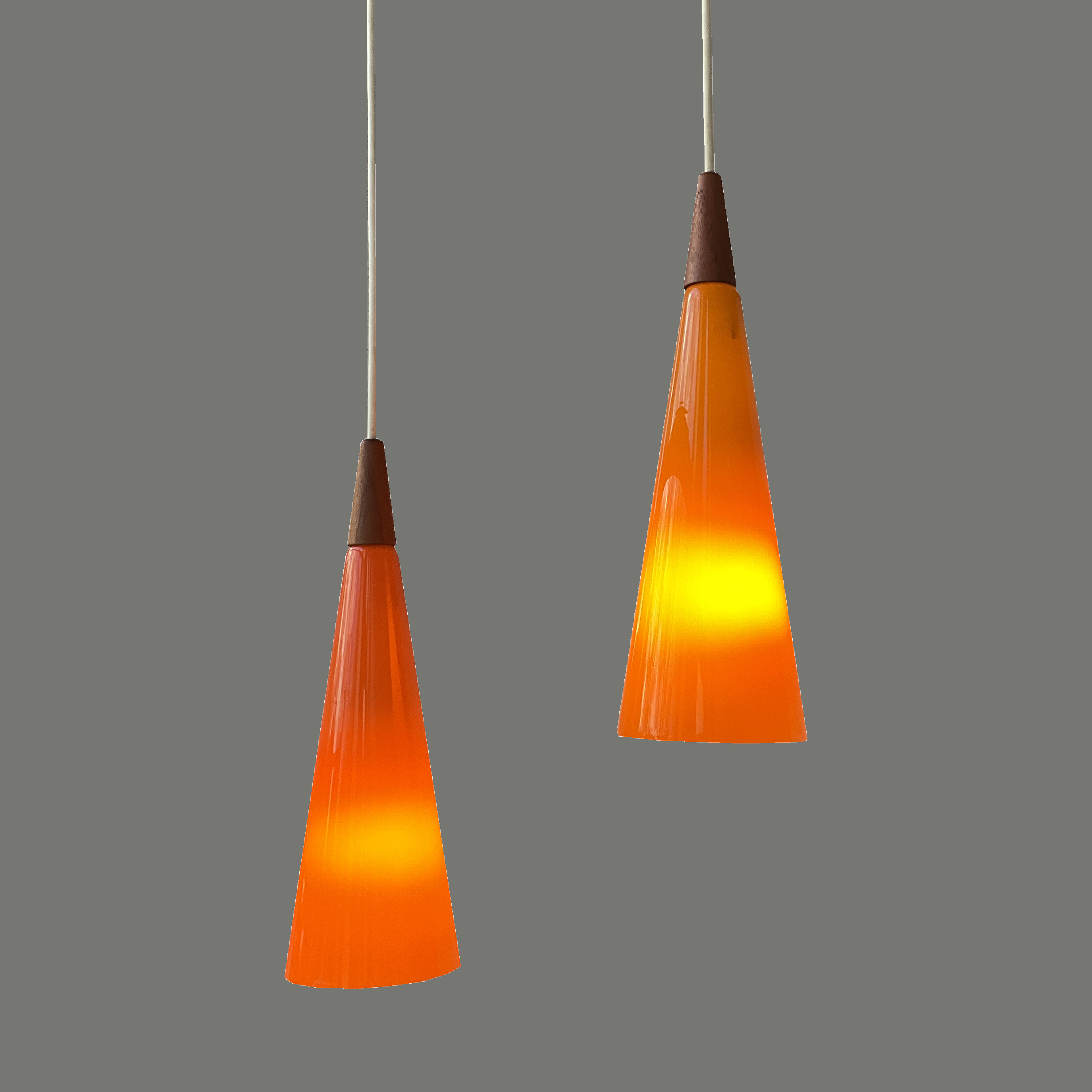 Suspensions en verre et teck '60 Holmegaard, Denmark