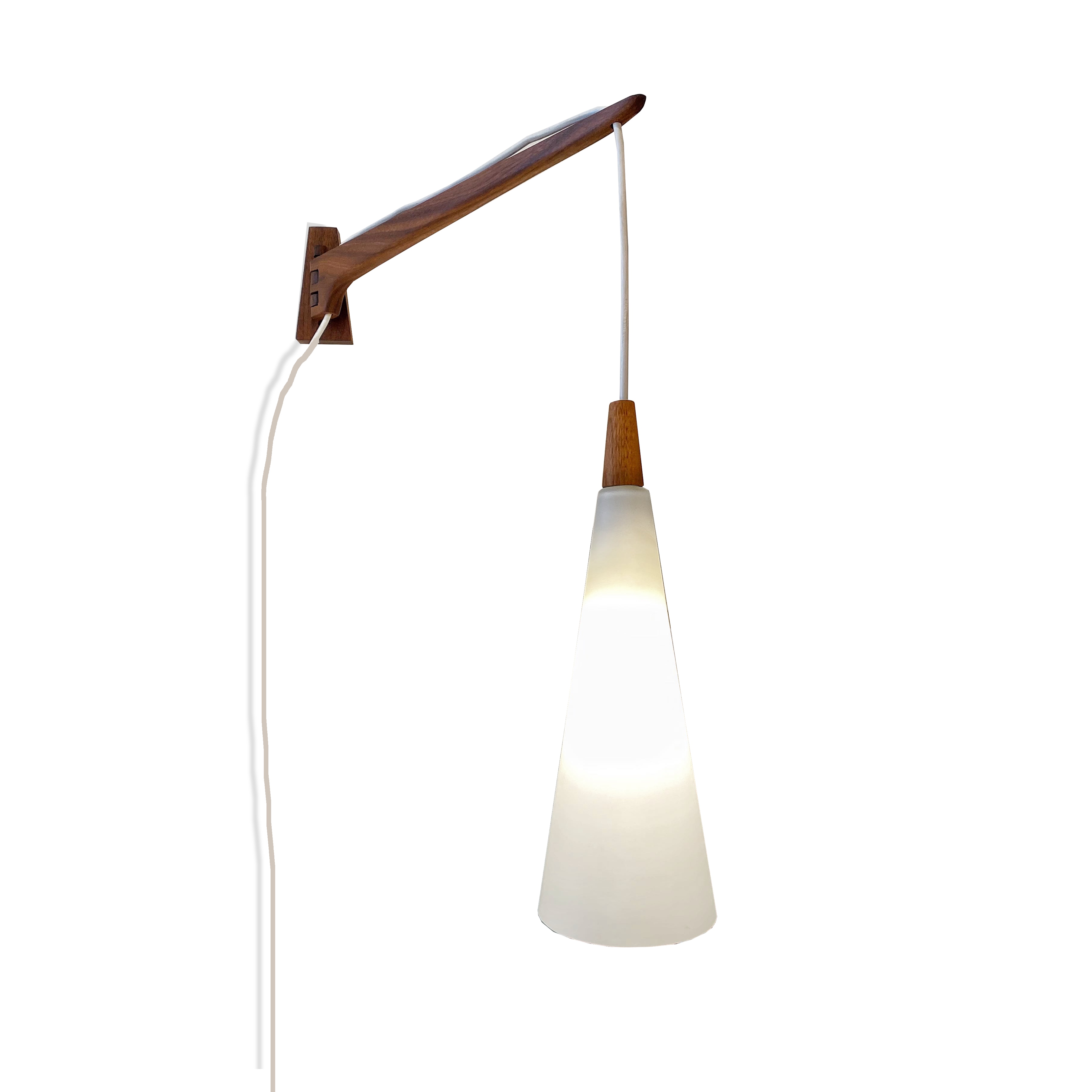 Lampe murale en teck et verre 60's Denmark