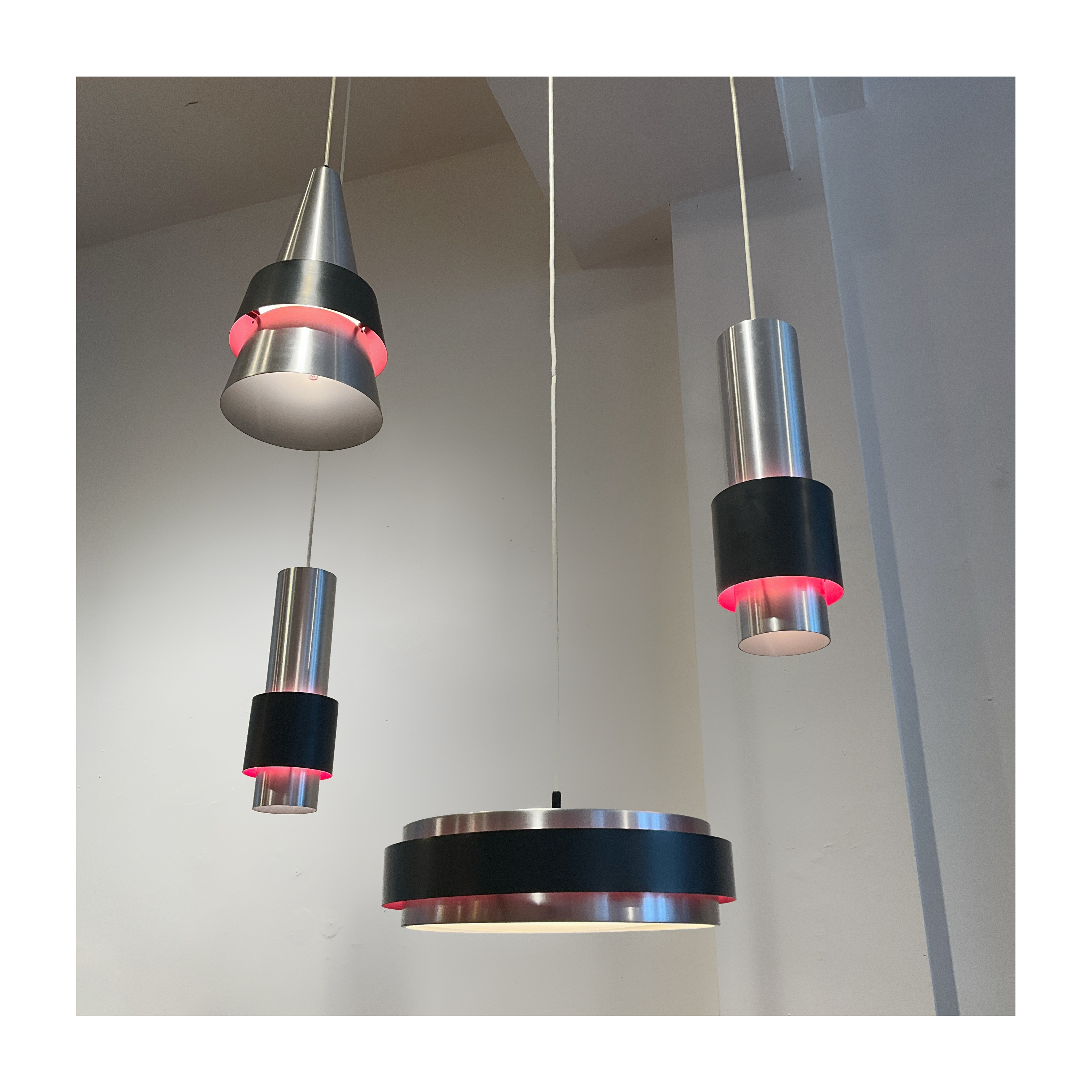 Lampes, suspensions en acier '60s Jo Hammerborg pour Fog & Morup, Denmark