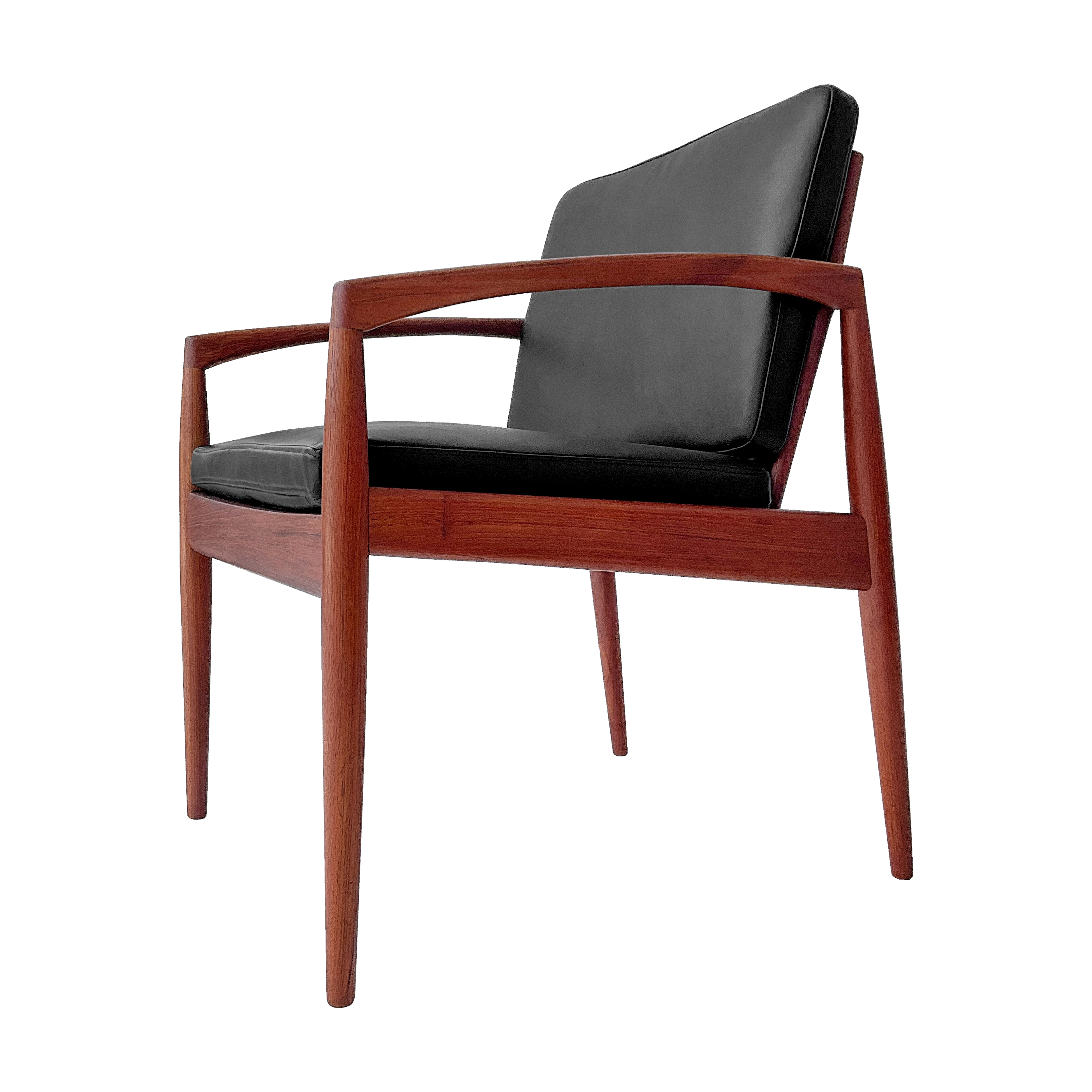 Rare Fauteuil d'appoint en teck et cuir '60s