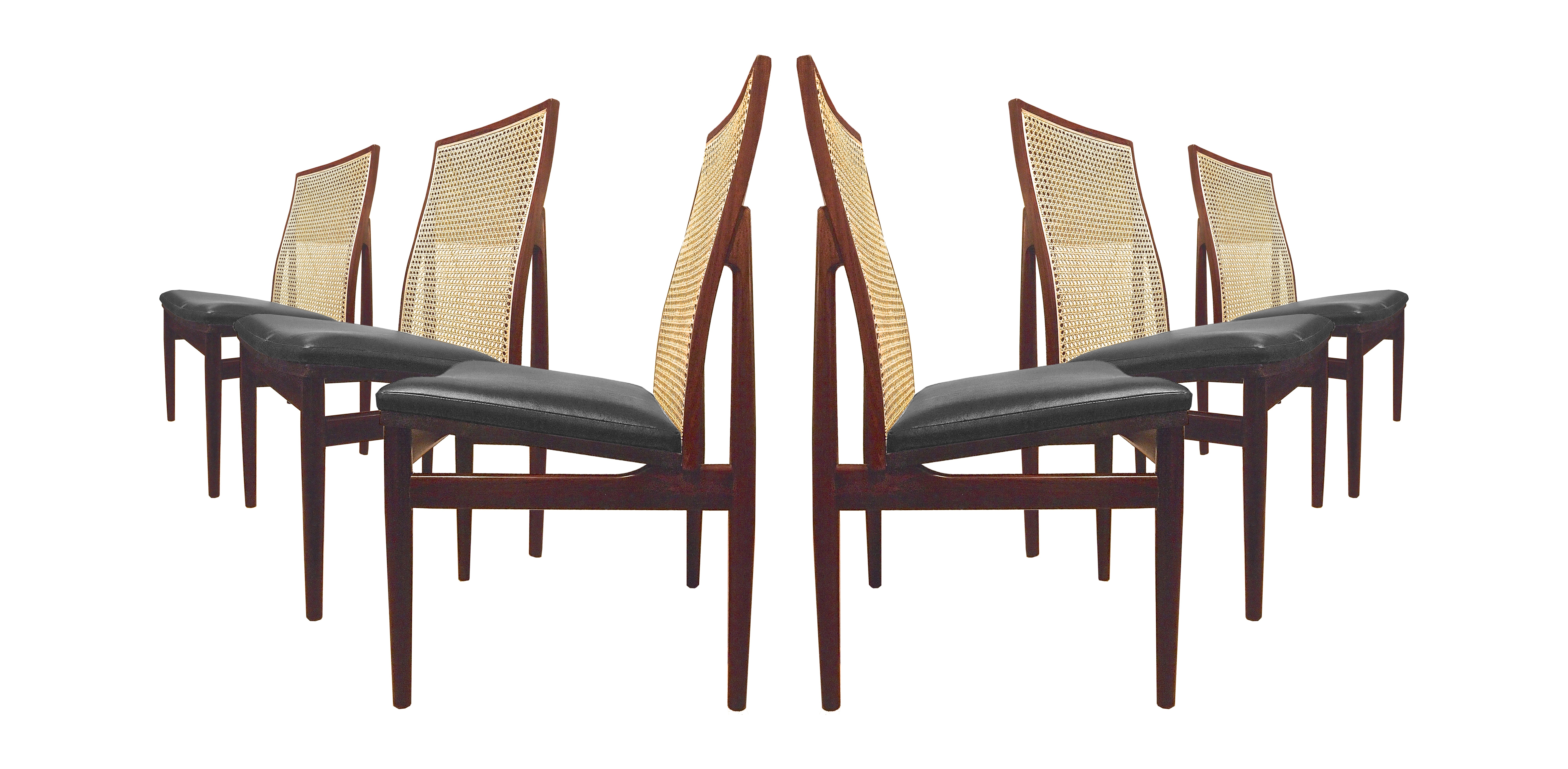 6 chaises en bois de rose et cuir 60's Dyrlund, Denmark