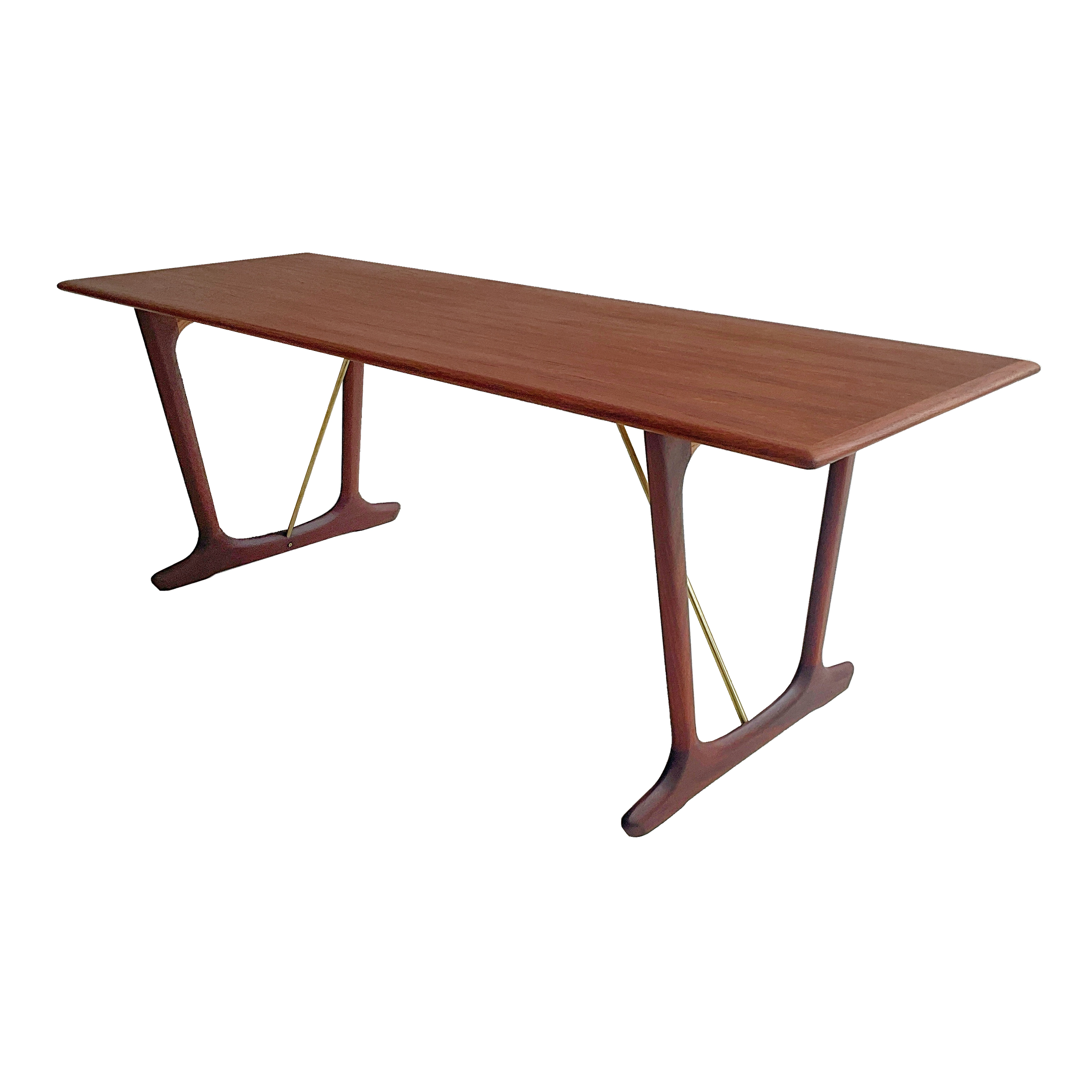 Table basse et laiton en teck '60s Denmark