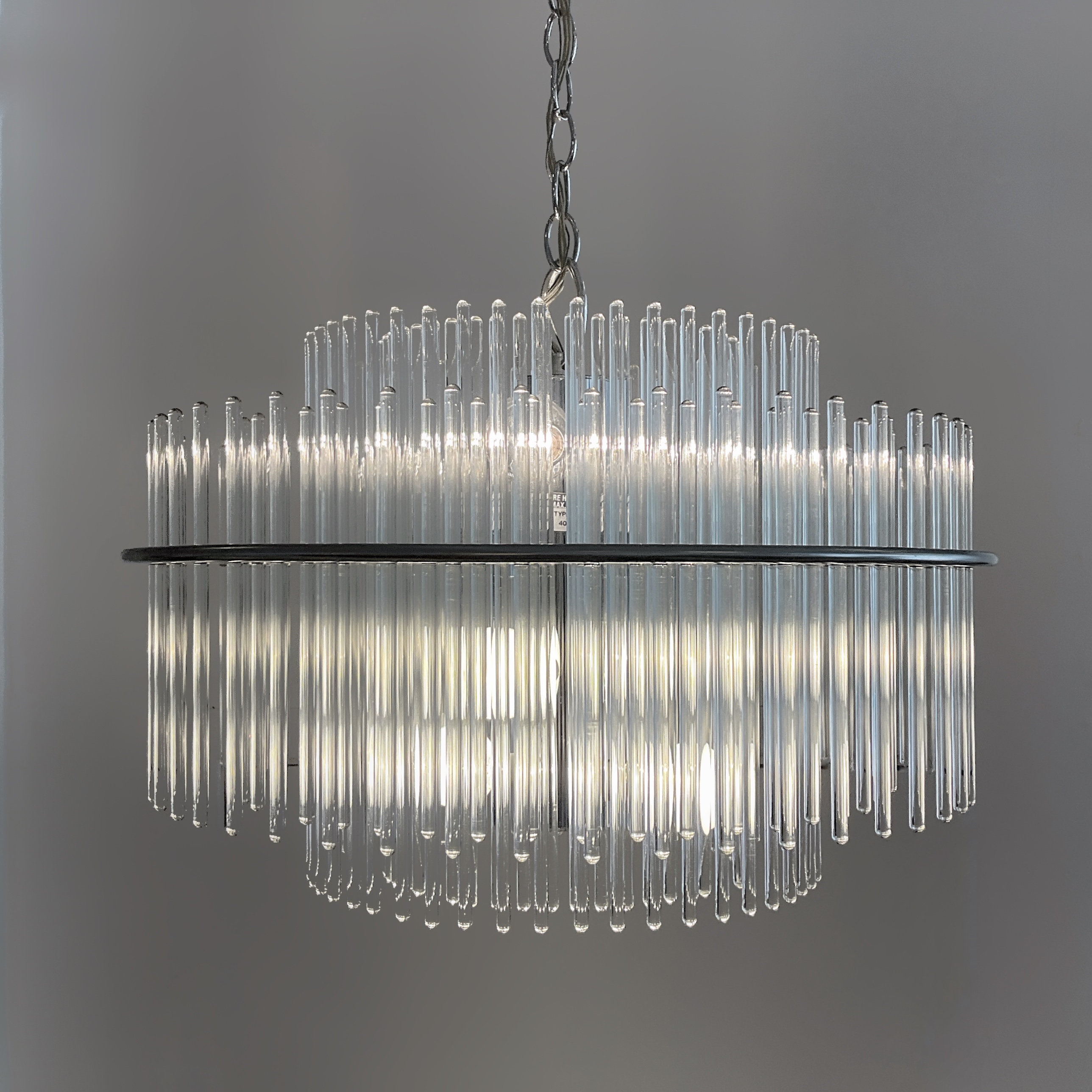 Suspension en acier et verre '70s Gaetano Sciolari pour Lightolier, Italy