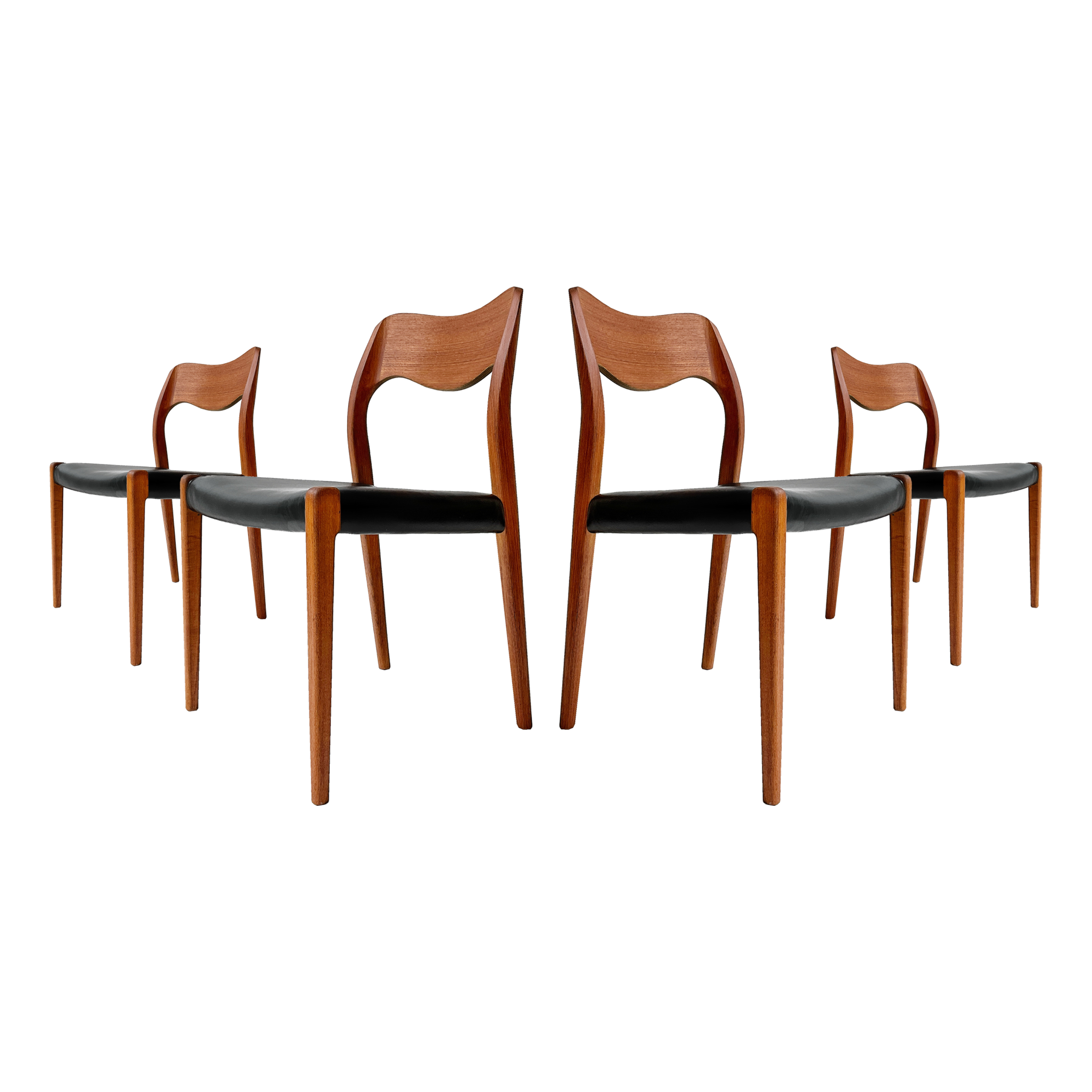 Chaises en teck '60s Modèle 71 par Neils O. Møller, pour J.L. Møller, Denmark
