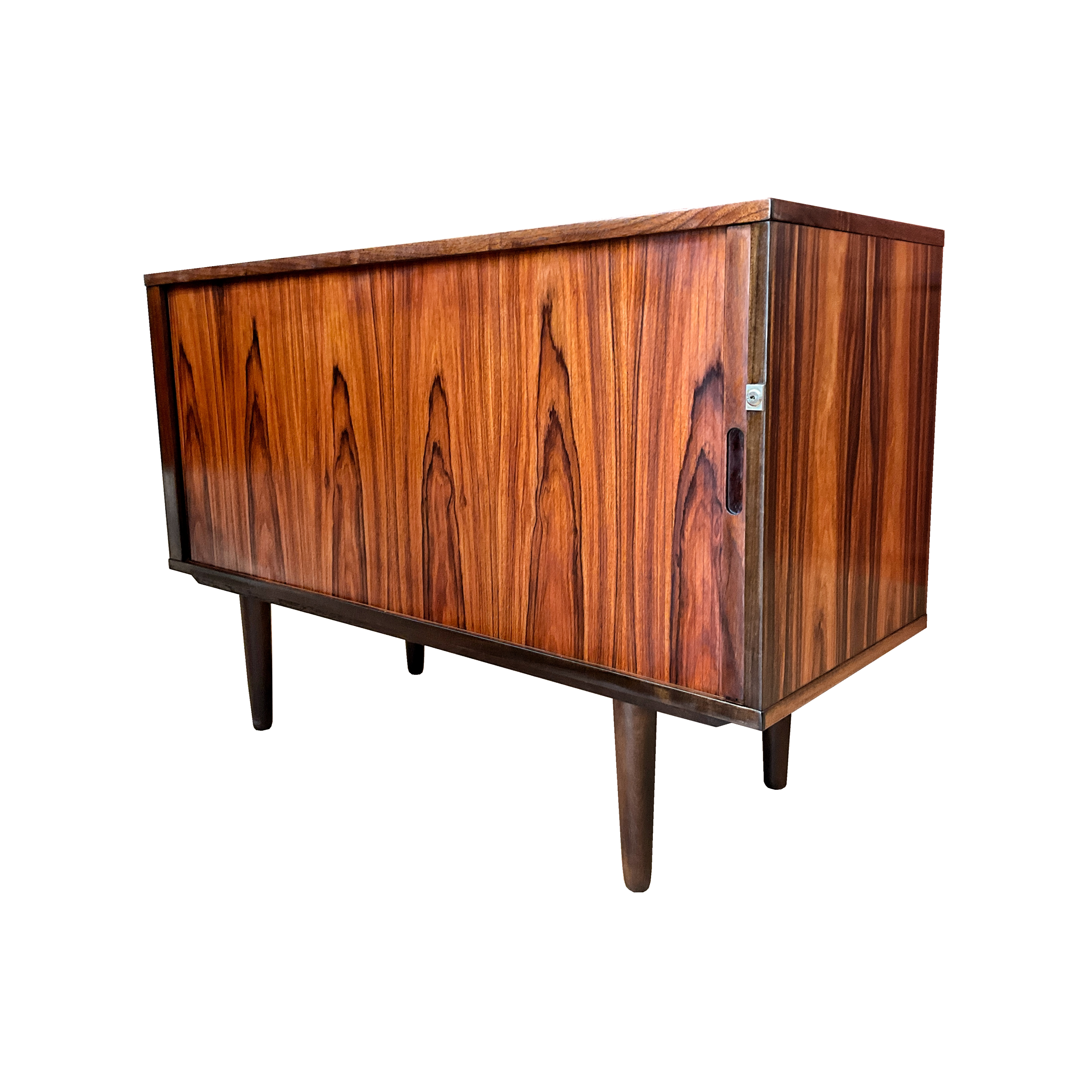 Petit buffet en bois de rose '60s porte tambour