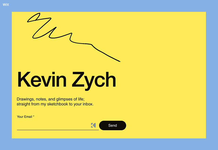 A still from the website of Wix user, Kevin Zych