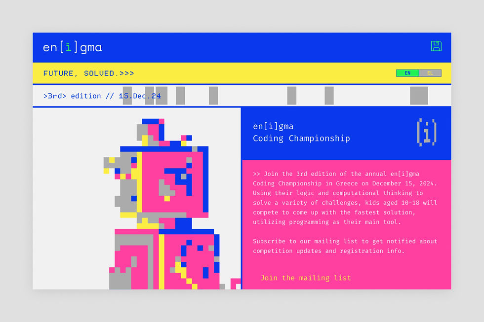Screenshot of Enigma's website.