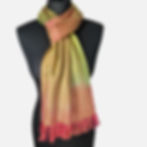 Olive Blush Pixels Handwoven Silk Scarf on mannequin