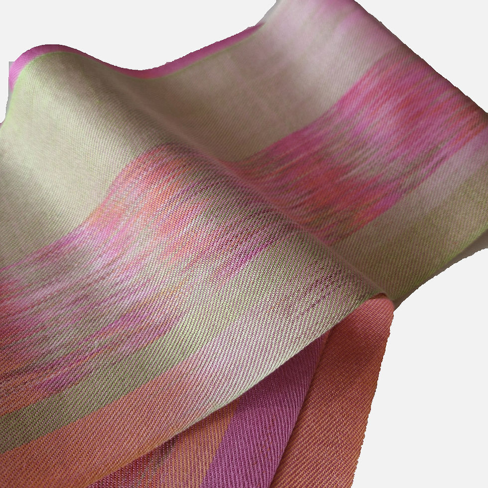 Thumbnail: Rose Blush Handwoven Silk Small Scarf in detail
