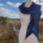 ‘Loch Bay’ Arashi Shibori Silk Wool Scarf outside
