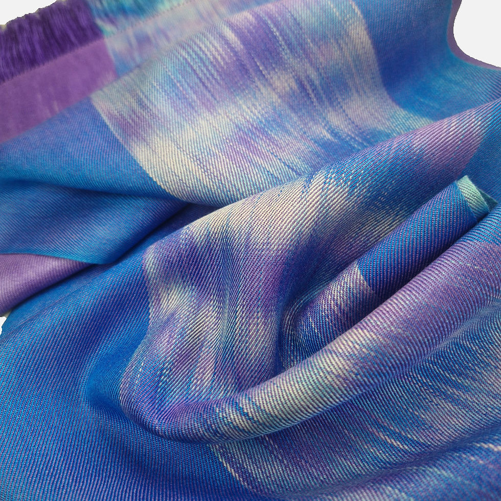 Thumbnail: Blueberry Handwoven Silk Scarf close up view