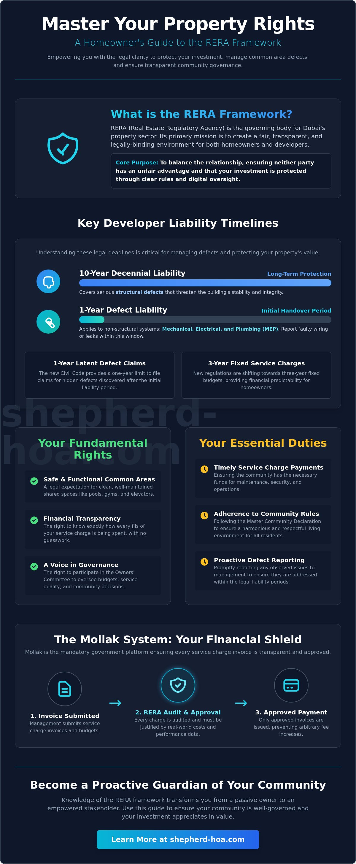 Managing common area defects from developer
