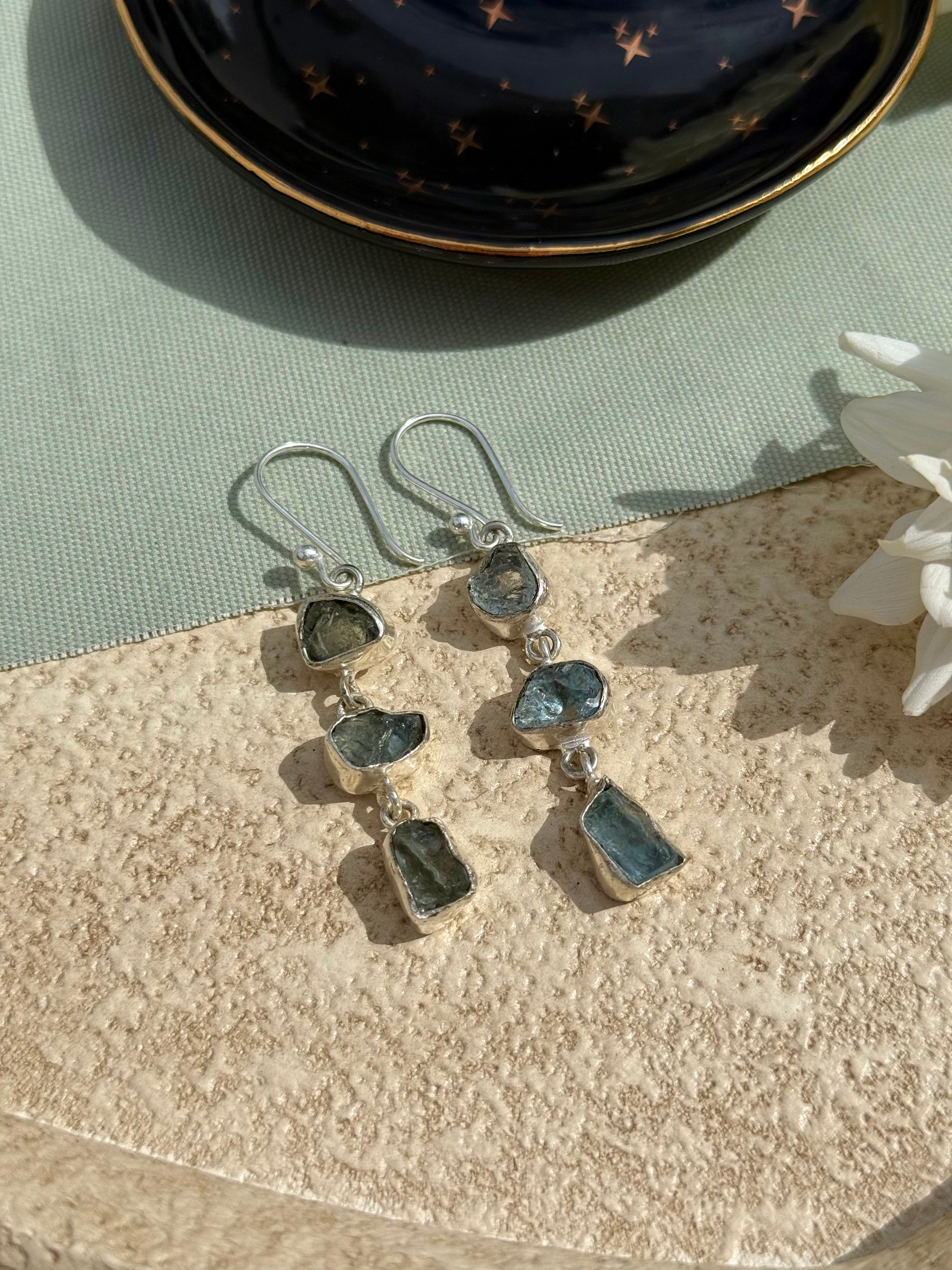 Raw Aquamarine Earrings