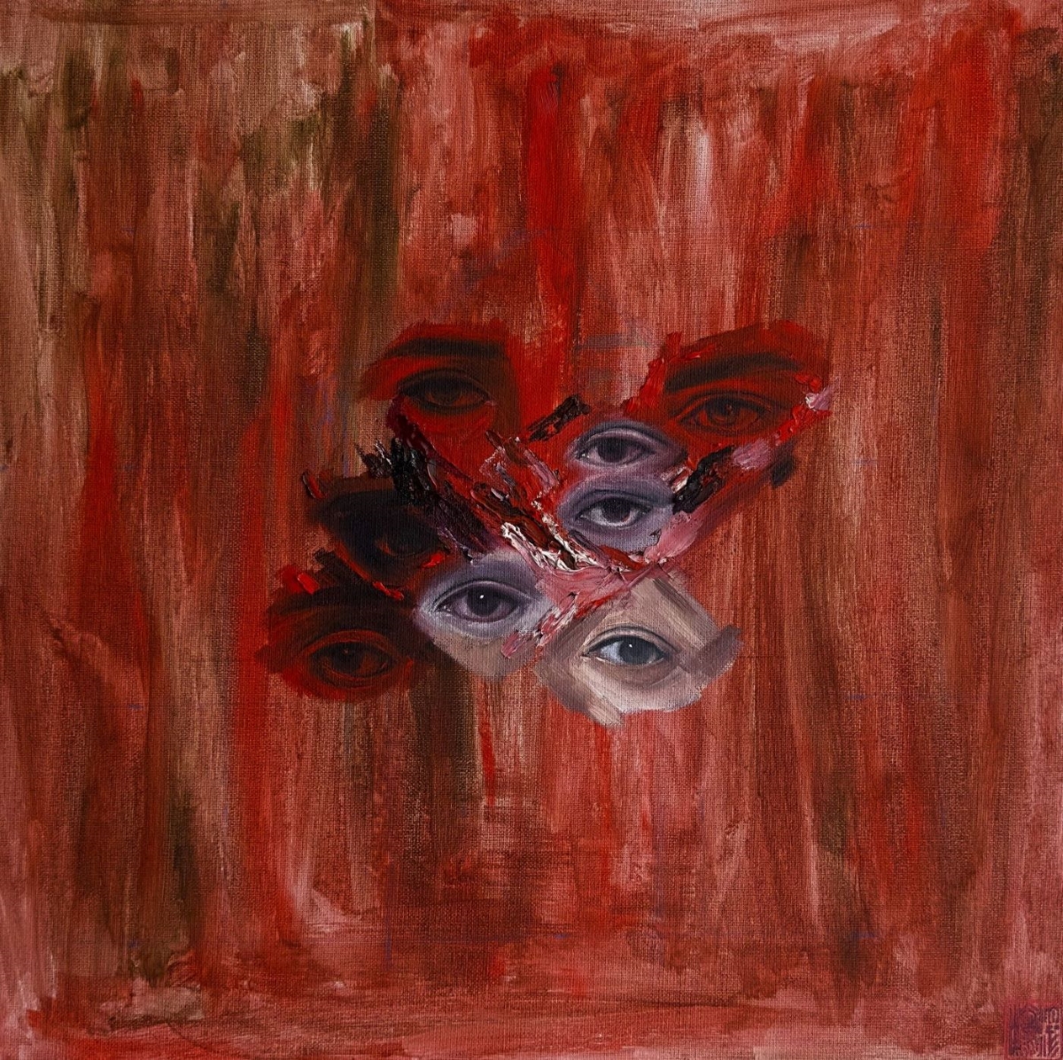 Surreal oil painting with eyes by Australian artist Marina Yang