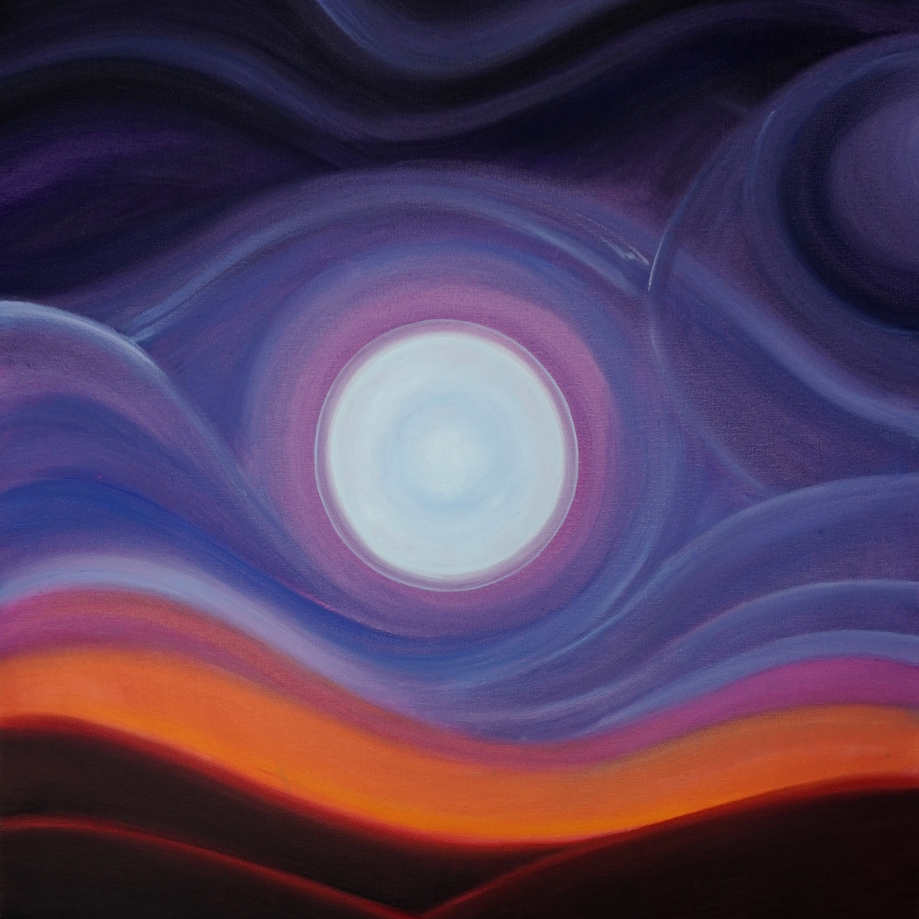Oil painting of a surreal river by artist Marina Yang