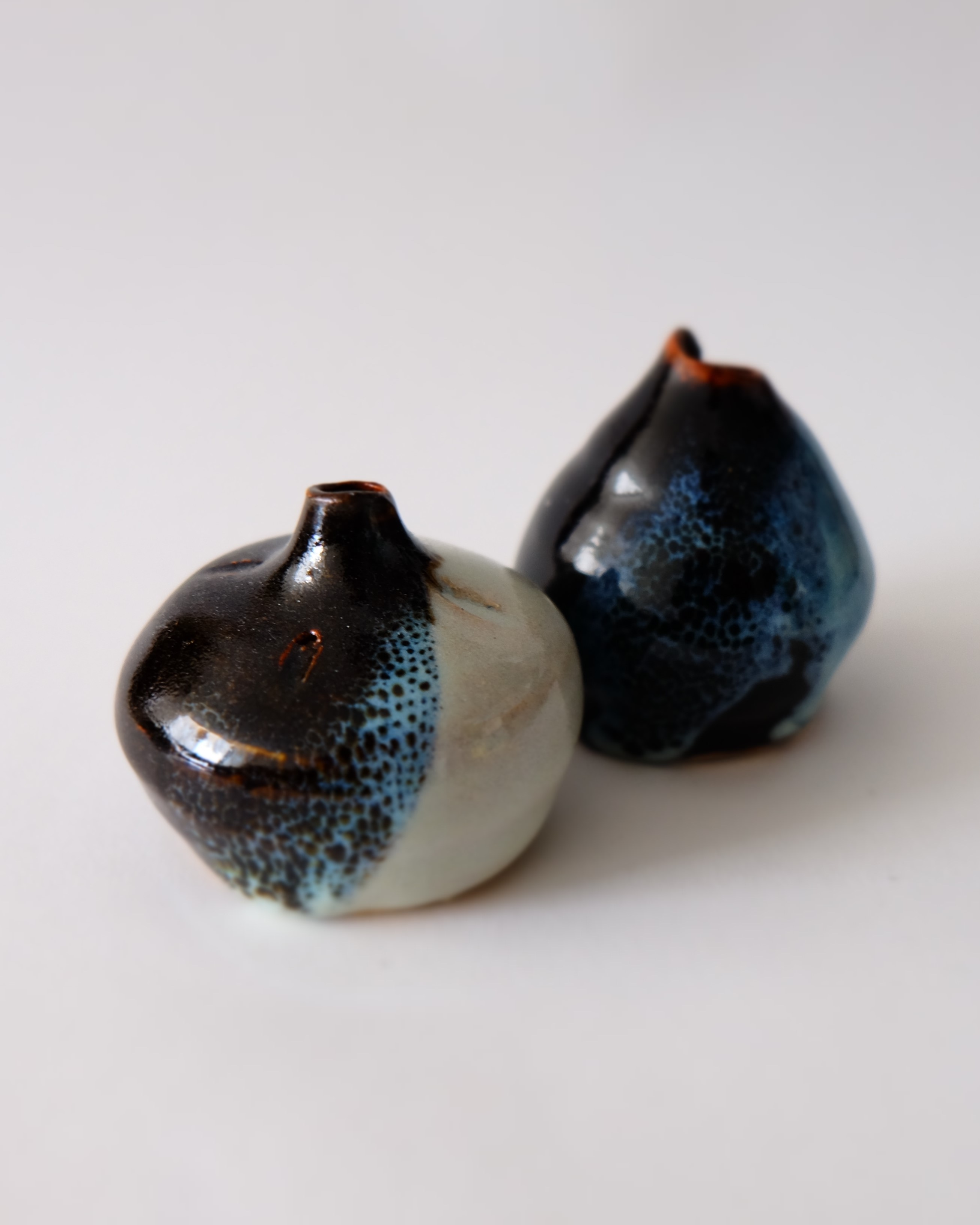 Blue and black ceramic vases