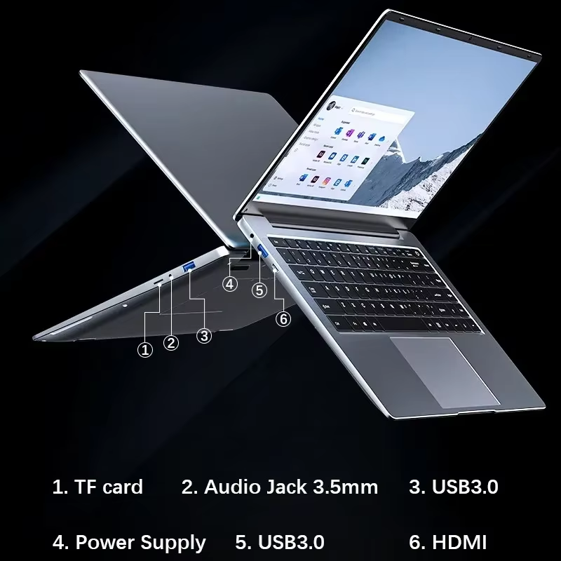 Thumbnail: New Ultra Slim Laptop 14.1" 16GB RAM 2TB SSD Intel N3700 Notebook Gamer 1920*108