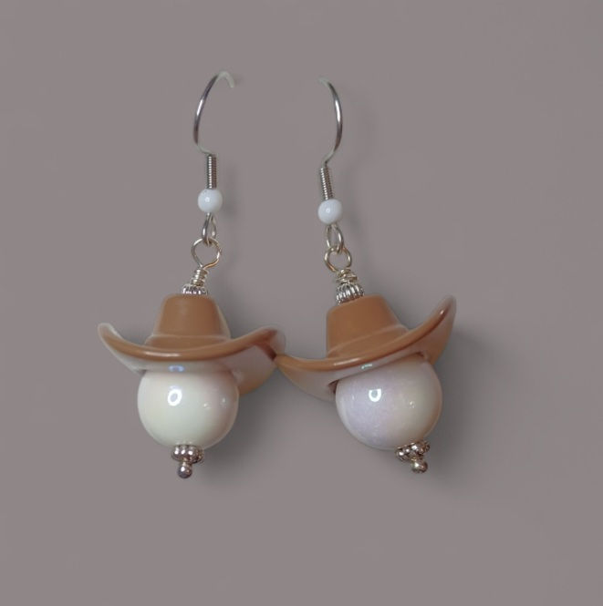 Thumbnail: Plastic Cowboy and Cowgirl Hat Earrings in Rainbow Colors