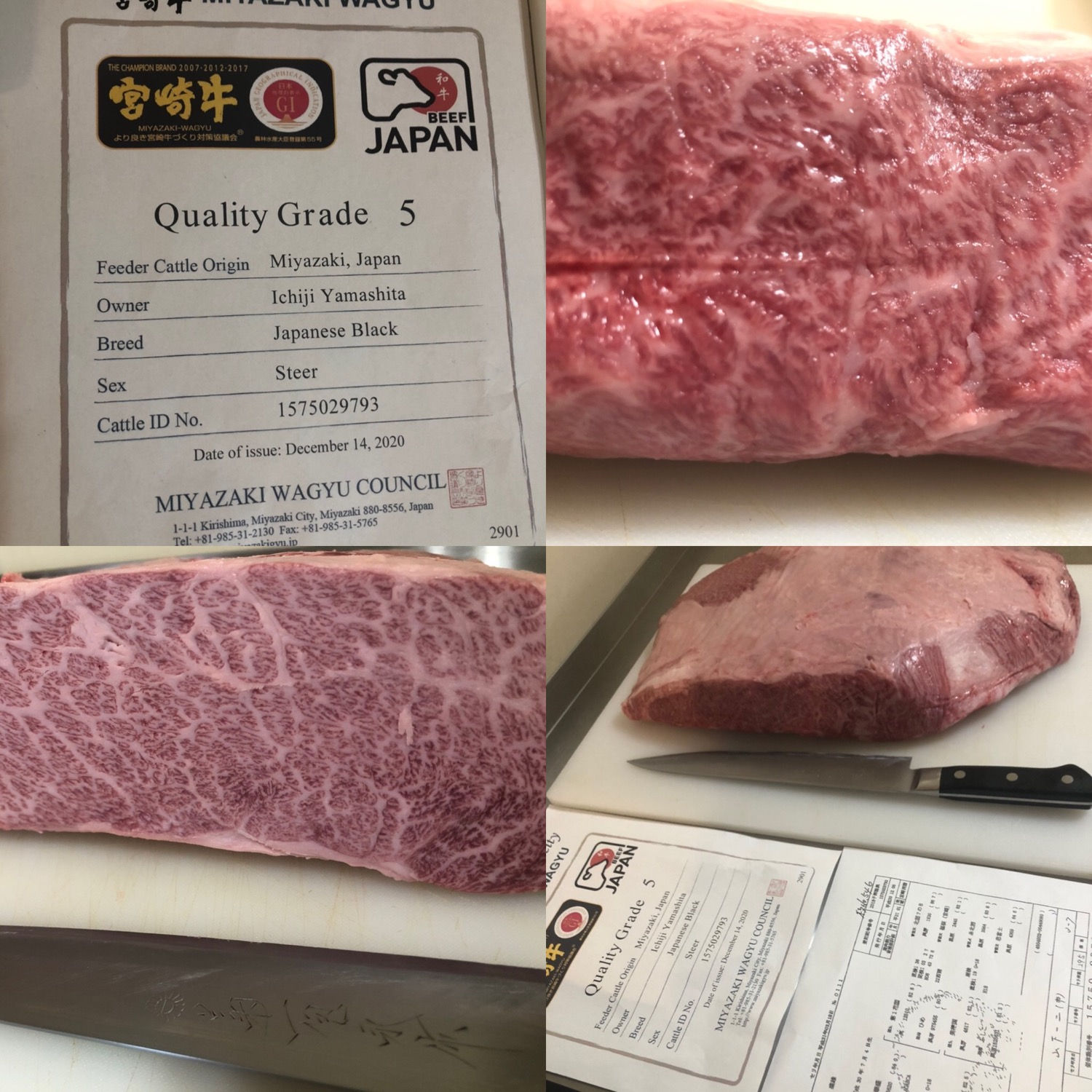 A5 Miyazaki Wagyu Beef Strip Loin Steak Cut ( 16 oz) 