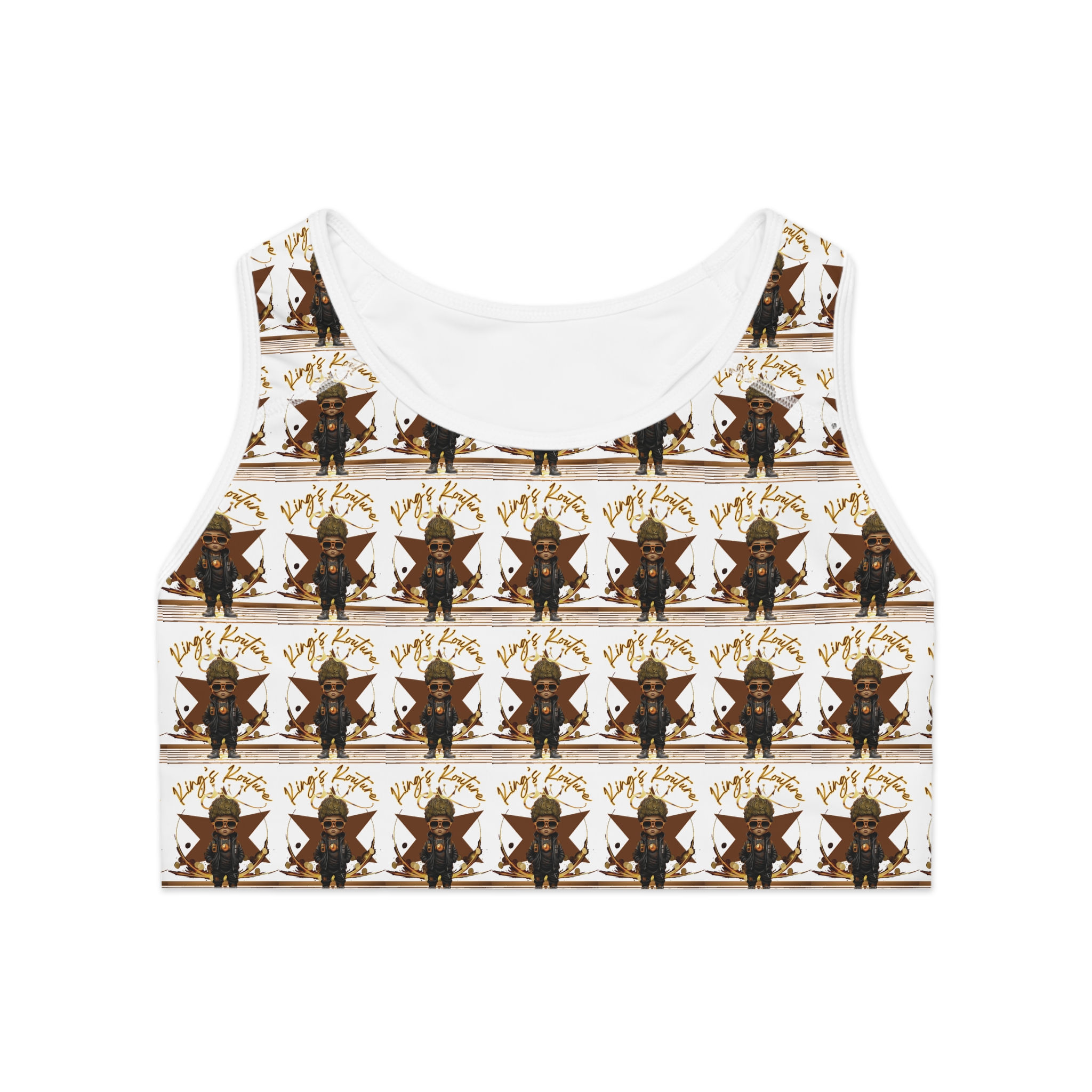 Kings Kouture Pattern Sports Bra — All-Over-Print Yoga Crop Top