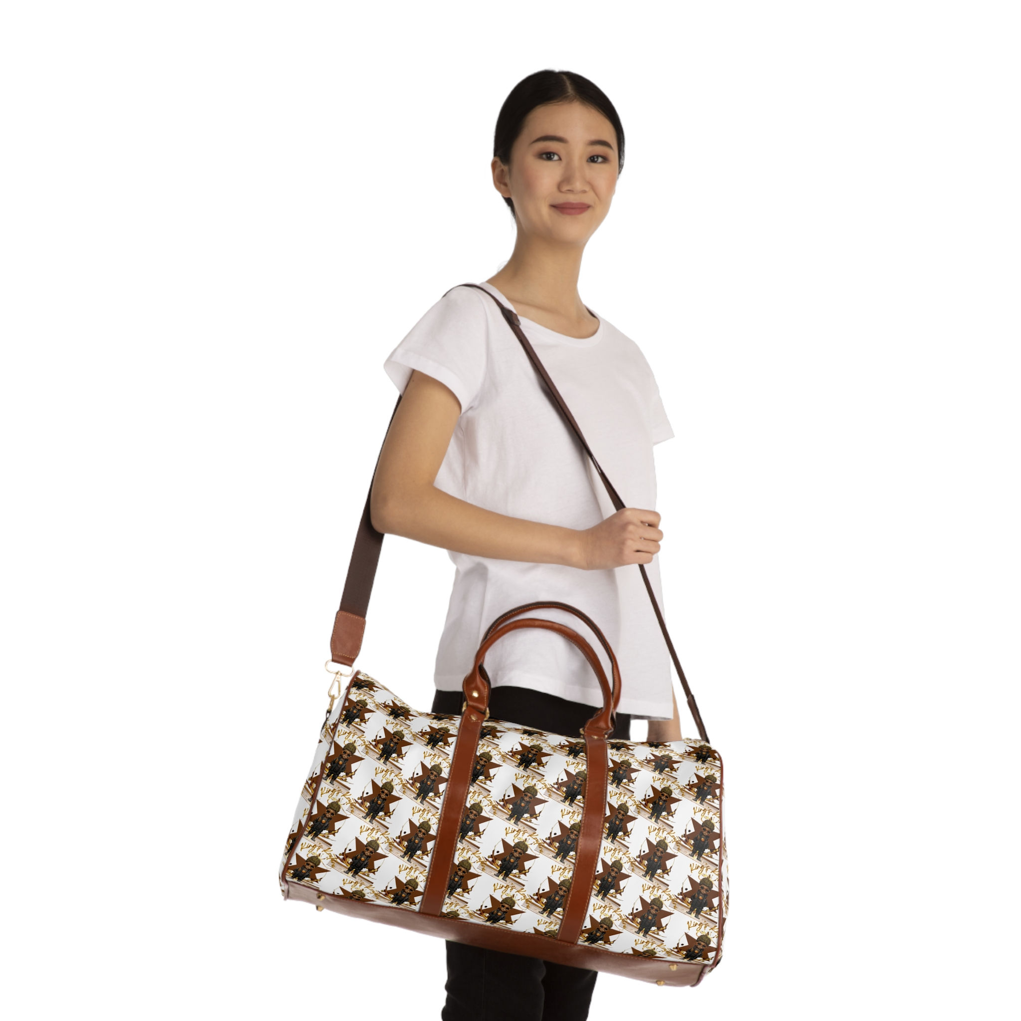 Travel Bag — Brown Leather-Kings Kouture Pattern