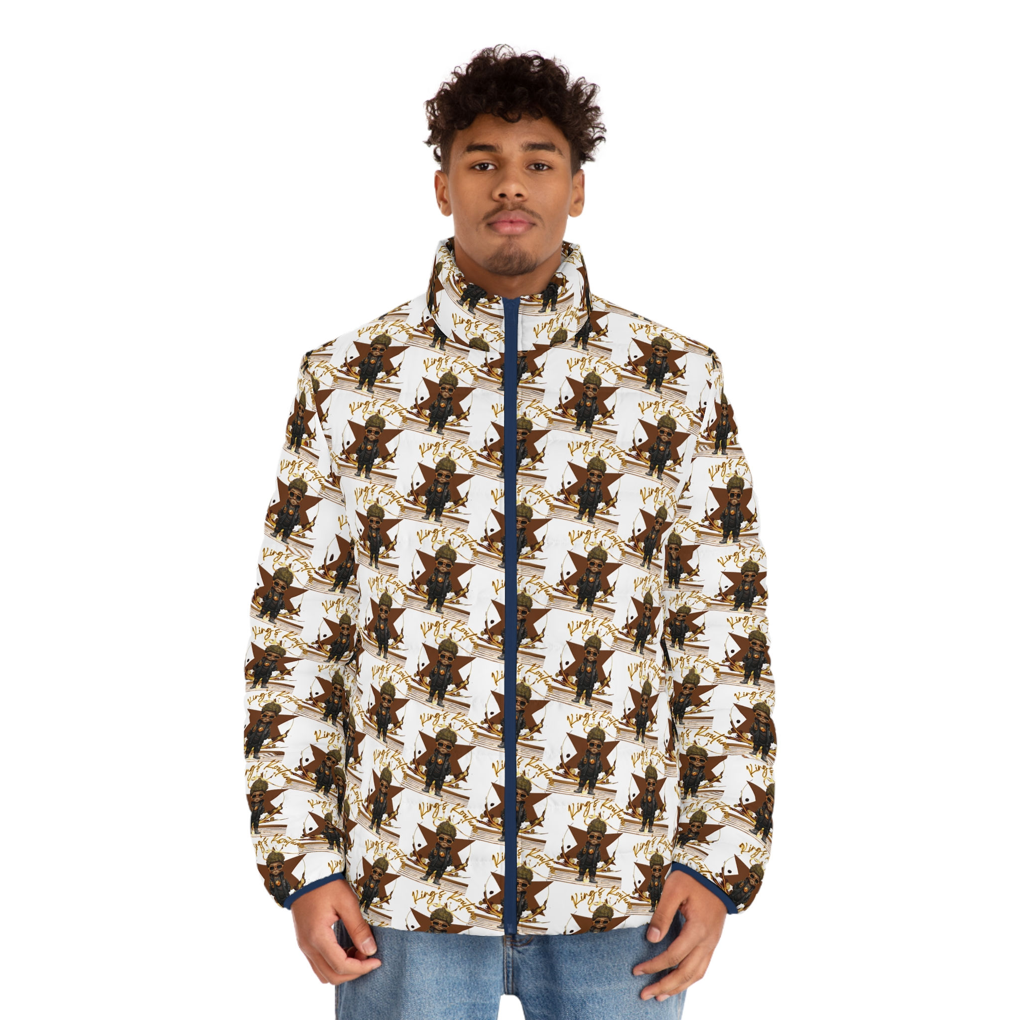 Kings Kouture all over Pattern Puffer Jacket