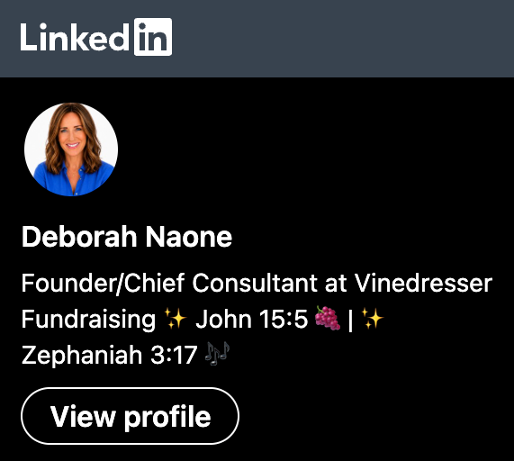 Deborah Naone Vinedresser Fundraising LinkedIn Badge.png