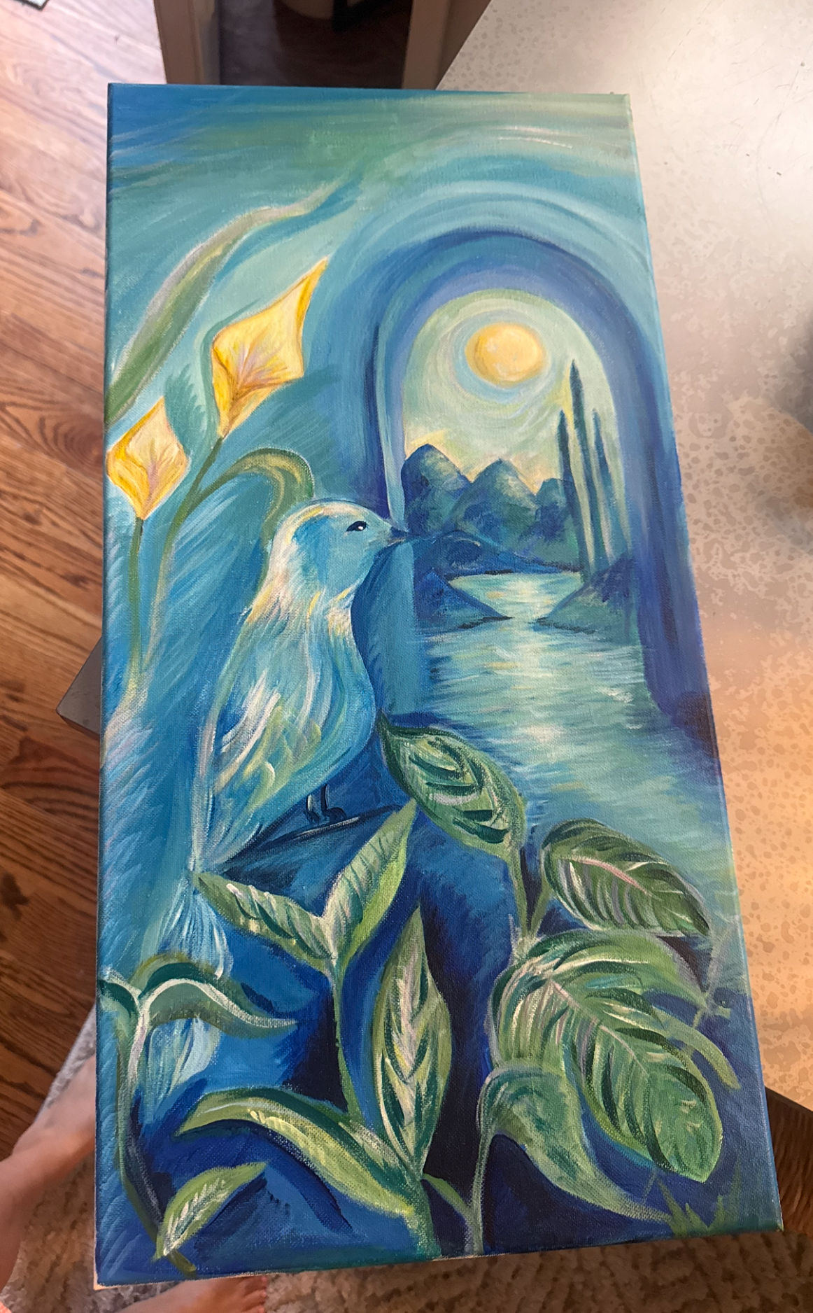 Bird in Paradise Acrylic Painting