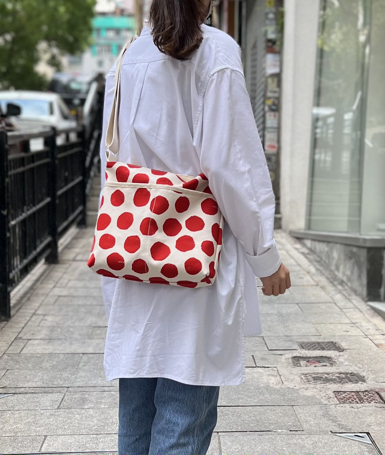 輕便Crossbody Bag - 紅波點  (預訂約5-7日)