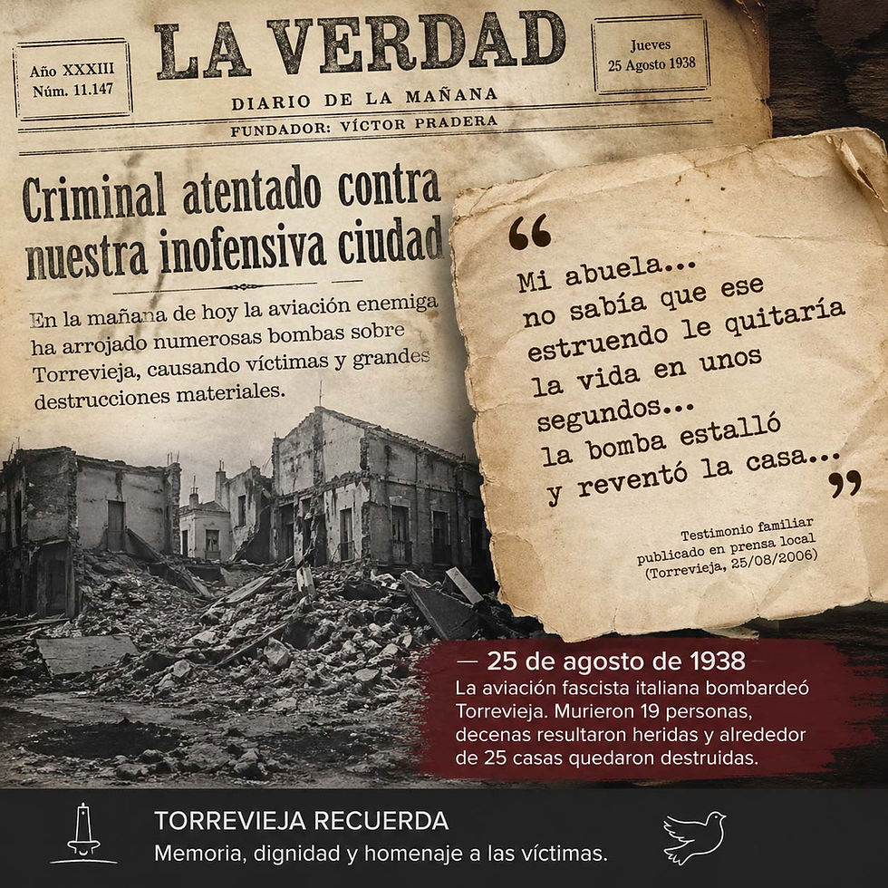 Torrevieja установит памятник жертвам бомбардировки 1938 года