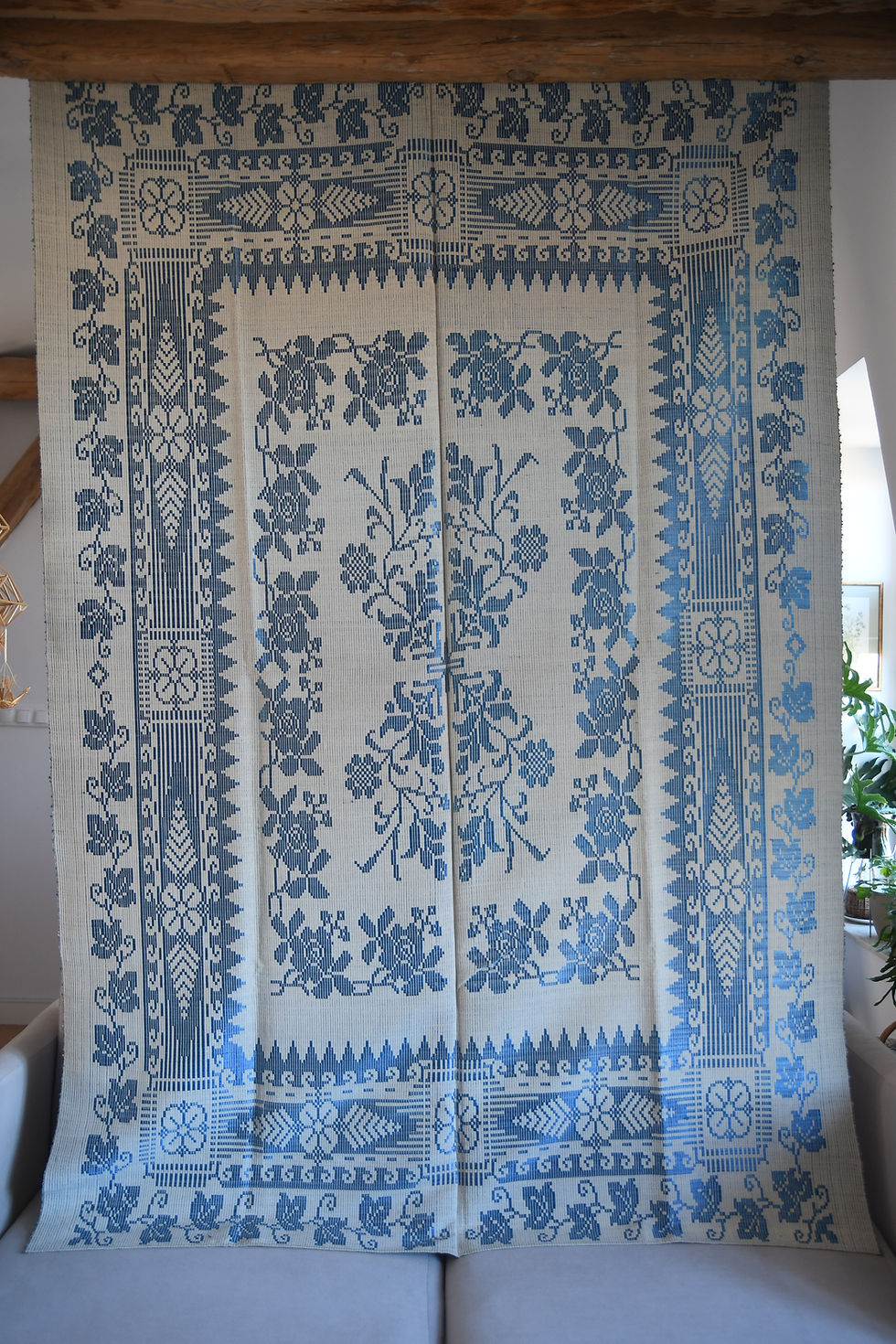 Thumbnail: リトアニア伝統手織　ペレボレ織　青シルク