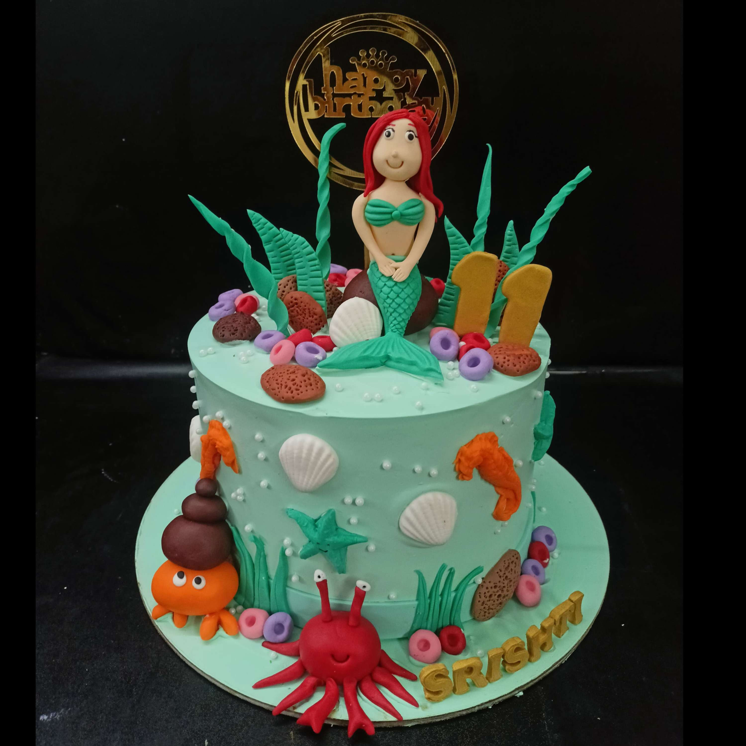2kg Mermaid Theme Cake in sea green
