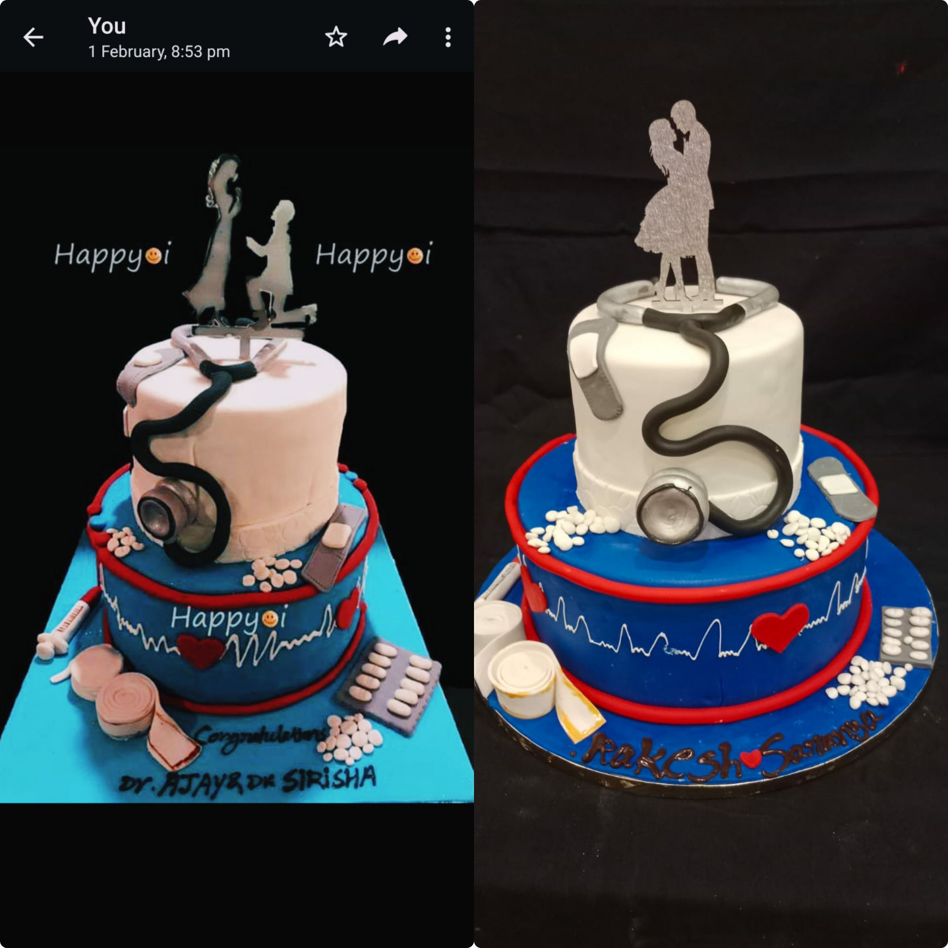 3kg full Fondant Doctors Engagement Cake