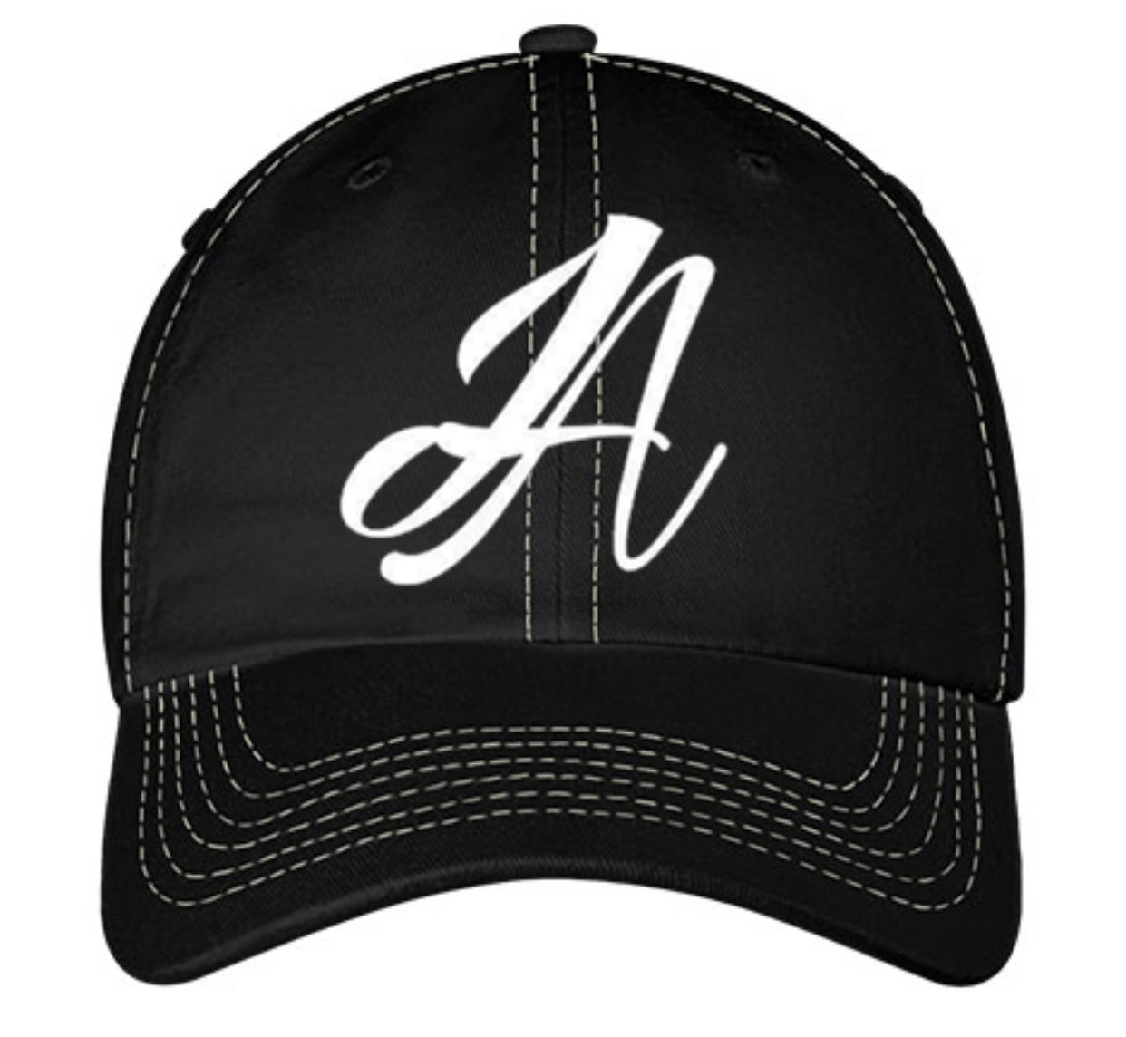 Dad Hat (white on Black tan trim)