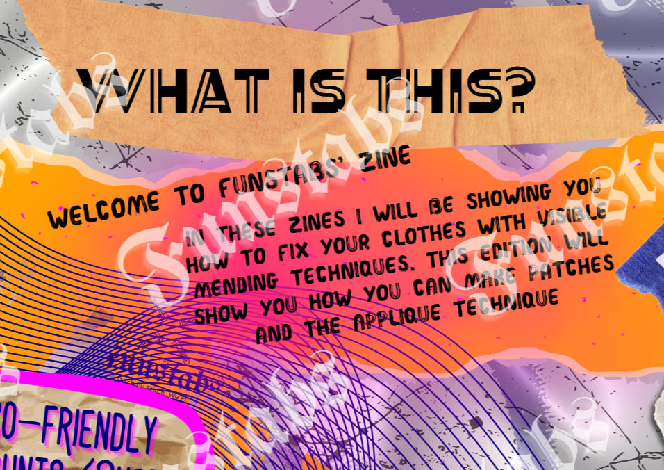 Internal page of Visible Mends Zine close up. This has an introduction to what this zine will teach you.